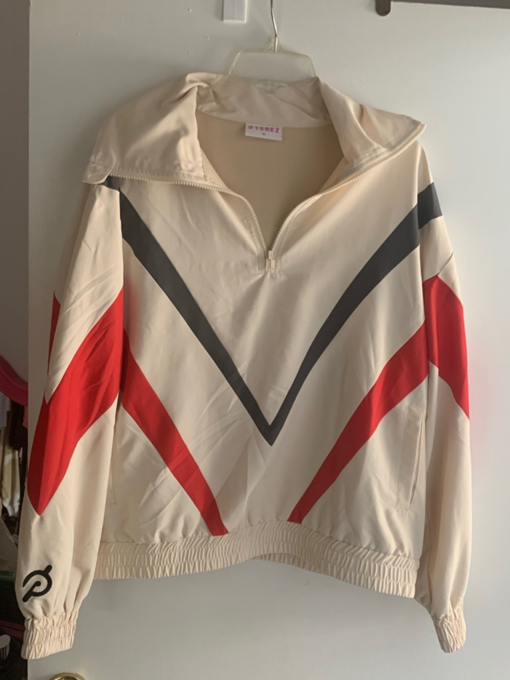 Terez x Peloton Striped Ripstop Chevron 1/4 zip pullover jacket Medium